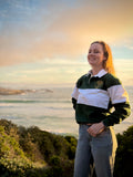 GREEN Striped Long Sleeve Polo