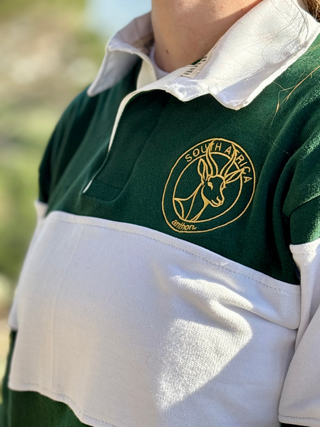 GREEN Striped Long Sleeve Polo