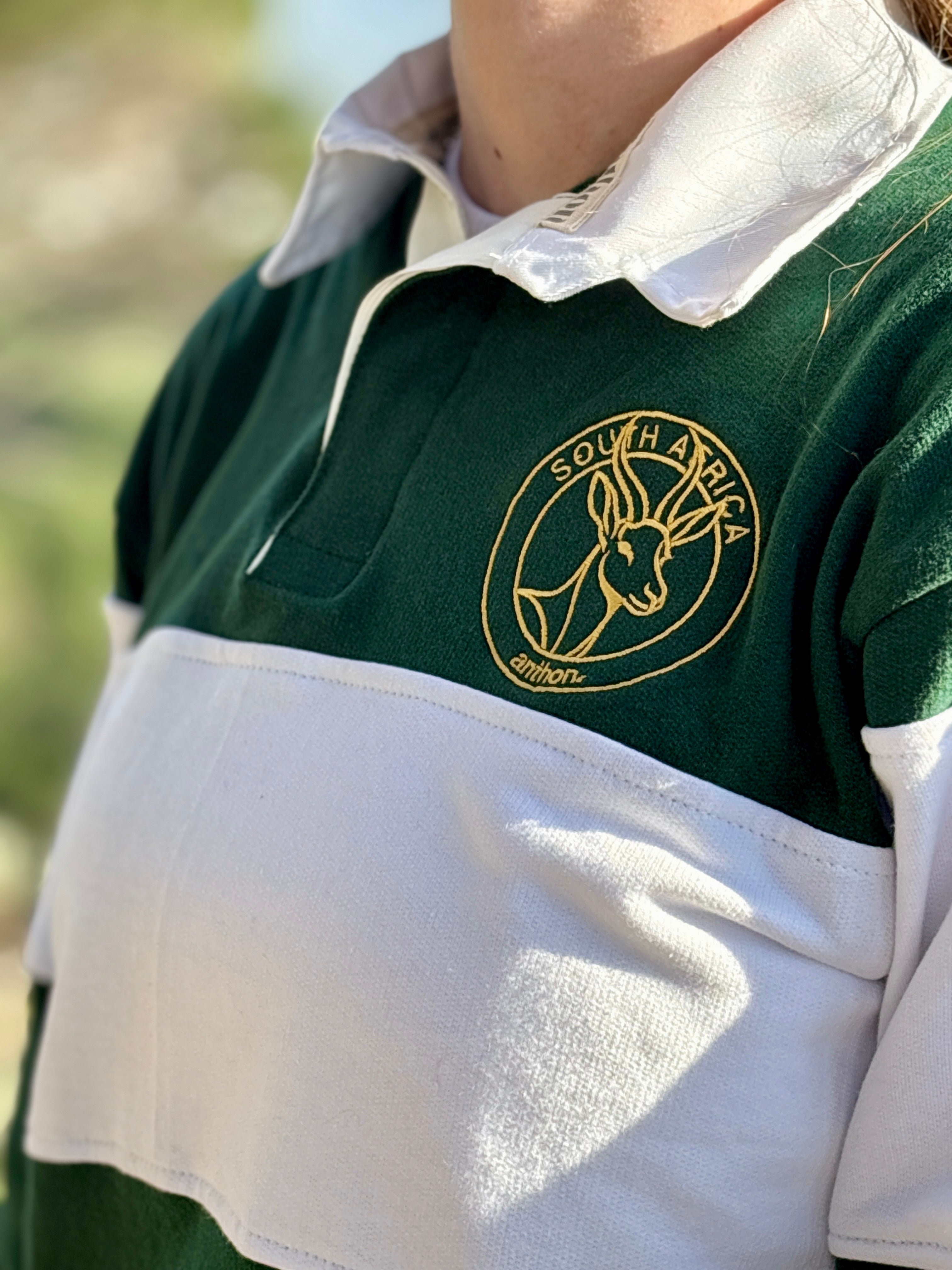 GREEN Striped Long Sleeve Polo