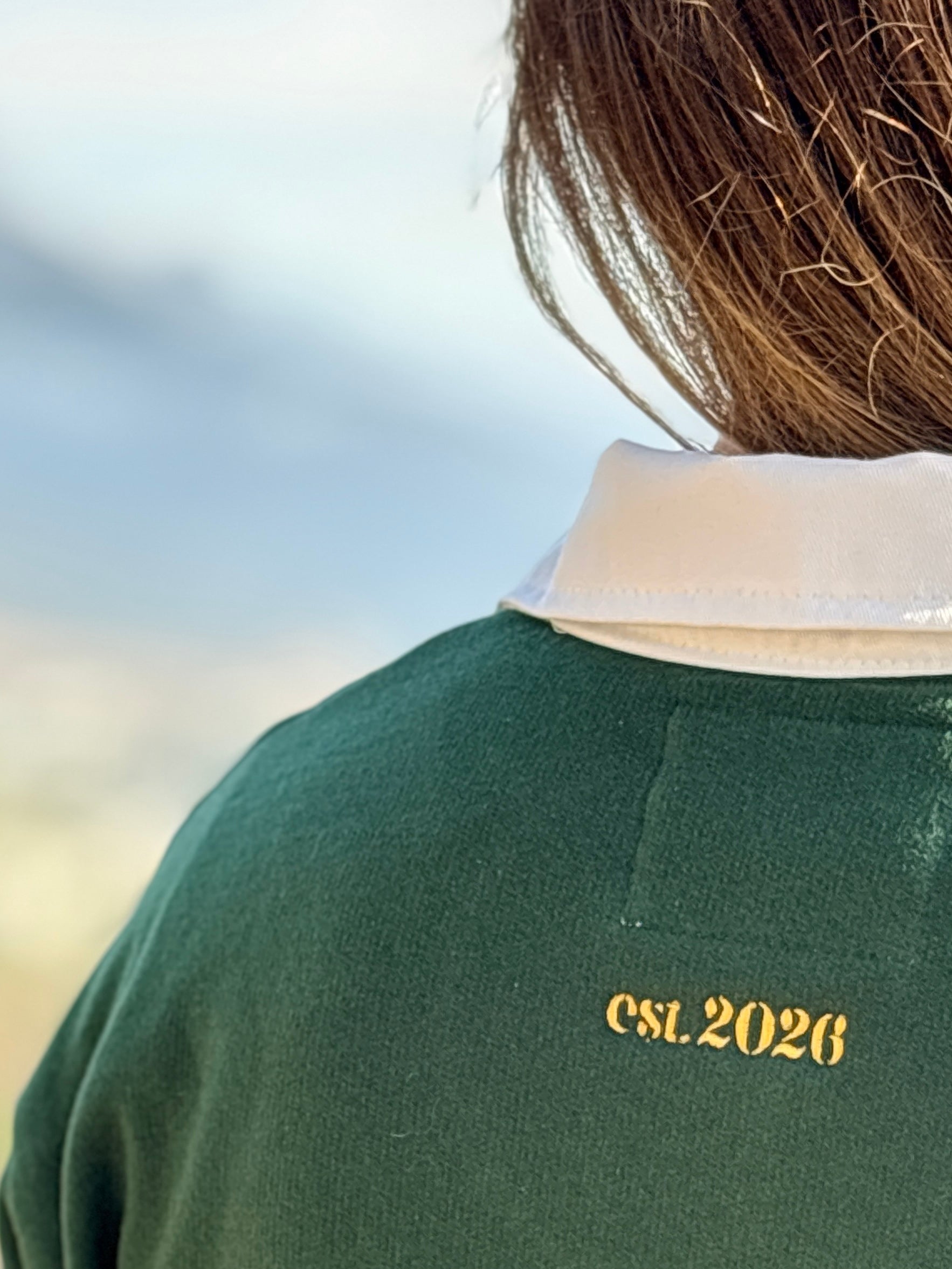 GREEN Striped Long Sleeve Polo